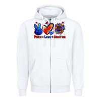 White peace love america Zipper Hoodie - Zillion Design Studio