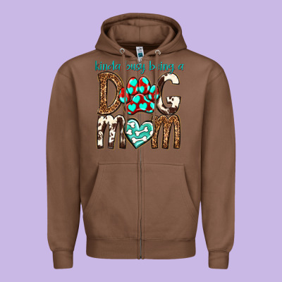 Kinda Busy Being A Dog Mom Zipper Hoodie Designed By Texasbilliewilder