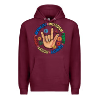 Burgundy advocate inclusion equity equality accept adapt Premium Hoodie - MaliasSmallBusiness