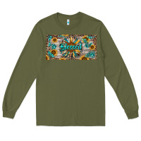 Army Green Blessed With Sunflower And Gemstone Long Sleeve Tee - RanaPortraitStore