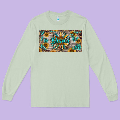 Long Sleeve Tee Blessed With Sunflower And Gemstone