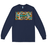 Navy Blessed With Sunflower And Gemstone Long Sleeve Tee - RanaPortraitStore