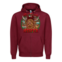 Burgundy Highland Heifer Christmas Zipper Hoodie - RanaPortraitStore