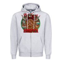 Heather Grey Highland Heifer Christmas Zipper Hoodie - RanaPortraitStore