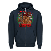 Navy Highland Heifer Christmas Zipper Hoodie - RanaPortraitStore
