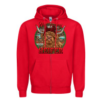 Red Highland Heifer Christmas Zipper Hoodie - RanaPortraitStore
