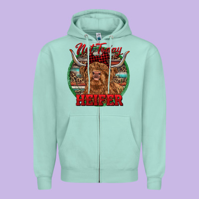 Highland Heifer Christmas Zipper Hoodie Designed By Ranaportraitstore