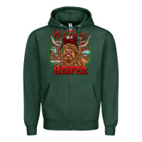 Sports Green Highland Heifer Christmas Zipper Hoodie - RanaPortraitStore