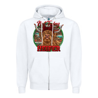White Highland Heifer Christmas Zipper Hoodie - RanaPortraitStore
