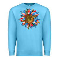 Ocean Blue sunflower front Premium Sweatshirt - AdoDesignShop