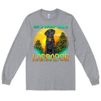 Heather Grey life is better with a labrador Long Sleeve Tee - texasbilliewilder