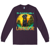 Plum life is better with a labrador Long Sleeve Tee - texasbilliewilder