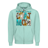 Seafoam kinda busy being a goat mom Zipper Hoodie - texasbilliewilder