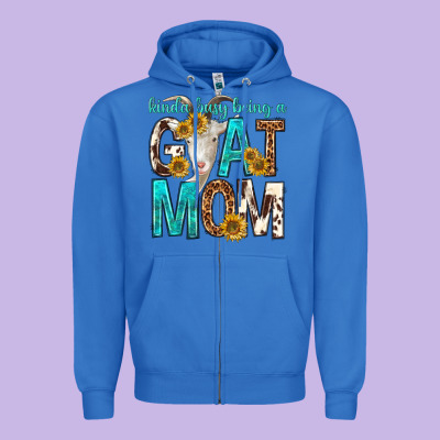 Kinda Busy Being A Goat Mom Zipper Hoodie Designed By Texasbilliewilder