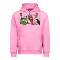 Fuchsia Pink mardi gras alligator crawfish pelican Urban Hoodie - MaliasSmallBusiness