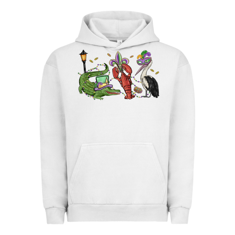 Mardi Gras Alligator Crawfish Pelican Urban Hoodie by MaliasSmallBusiness | Teevron