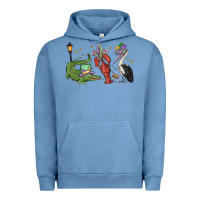 Pigment Pebble Blue mardi gras alligator crawfish pelican Urban Hoodie - MaliasSmallBusiness