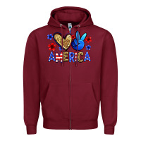 Burgundy peace love america Zipper Hoodie - Zillion Design Studio