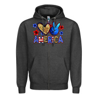 Charcoal Heather peace love america Zipper Hoodie - Zillion Design Studio