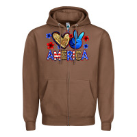 Chestnut peace love america Zipper Hoodie - Zillion Design Studio