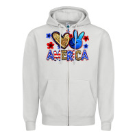 Dove Grey peace love america Zipper Hoodie - Zillion Design Studio