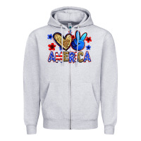 Heather Grey peace love america Zipper Hoodie - Zillion Design Studio