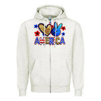 Oatmeal Heather peace love america Zipper Hoodie - Zillion Design Studio