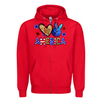 Red peace love america Zipper Hoodie - Zillion Design Studio