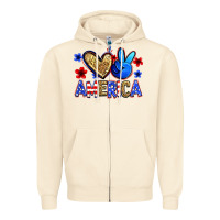 Sandshell peace love america Zipper Hoodie - Zillion Design Studio