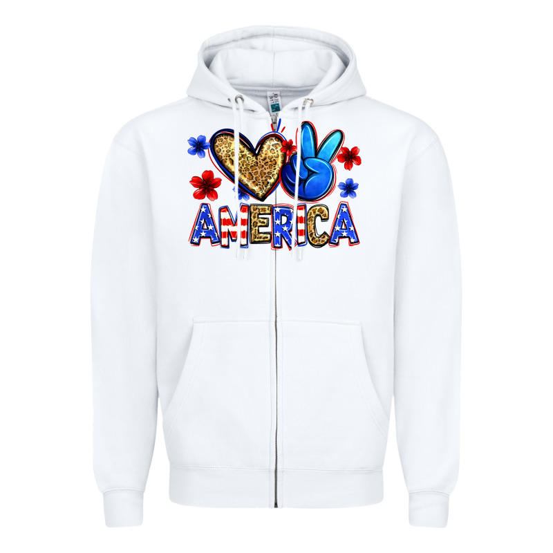 Peace Love America Zipper Hoodie by Zillion Design Studio | Teevron