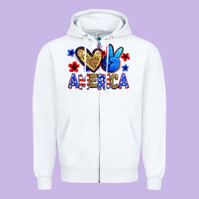 Peace Love America Zipper Hoodie Designed By Zillion Design Studio
