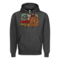 Charcoal Heather merry christmas highland cow Zipper Hoodie - RanaPortraitStore