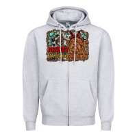 Heather Grey merry christmas highland cow Zipper Hoodie - RanaPortraitStore