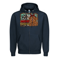 Navy merry christmas highland cow Zipper Hoodie - RanaPortraitStore