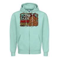 Seafoam merry christmas highland cow Zipper Hoodie - RanaPortraitStore