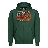 Sports Green merry christmas highland cow Zipper Hoodie - RanaPortraitStore