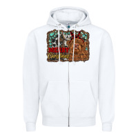 White merry christmas highland cow Zipper Hoodie - RanaPortraitStore