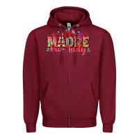 Burgundy madre our lady Zipper Hoodie - texasbilliewilder