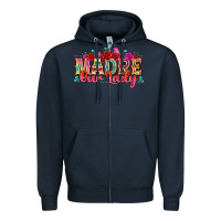 Navy madre our lady Zipper Hoodie - texasbilliewilder