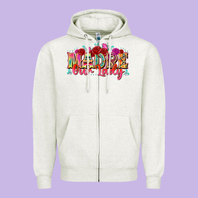 Madre Our Lady Zipper Hoodie Designed By Texasbilliewilder