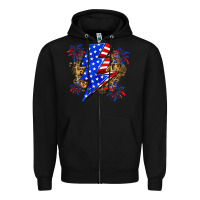 Black American lightning bolt Zipper Hoodie - Zillion Design Studio