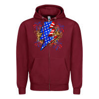 Burgundy American lightning bolt Zipper Hoodie - Zillion Design Studio
