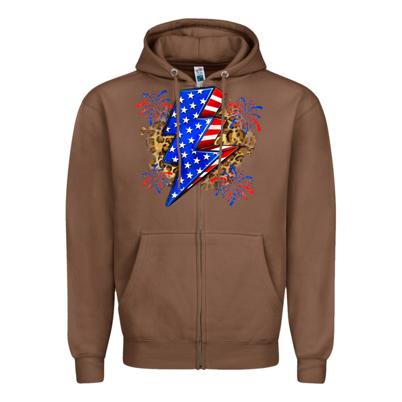 American Lightning Bolt Zipper Hoodie by Zillion Design Studio | Teevron