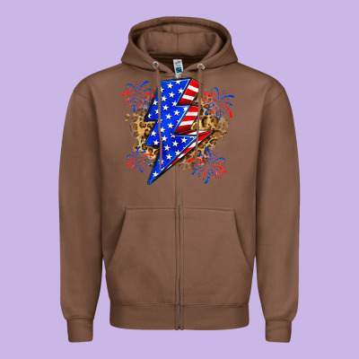 American Lightning Bolt Zipper Hoodie Designed By Zillion Design Studio