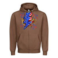 Chestnut American lightning bolt Zipper Hoodie - Zillion Design Studio