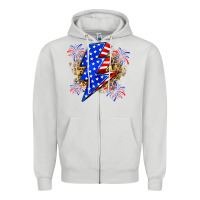 Dove Grey American lightning bolt Zipper Hoodie - Zillion Design Studio