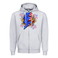 Heather Grey American lightning bolt Zipper Hoodie - Zillion Design Studio