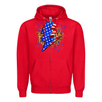 Red American lightning bolt Zipper Hoodie - Zillion Design Studio