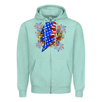 Seafoam American lightning bolt Zipper Hoodie - Zillion Design Studio
