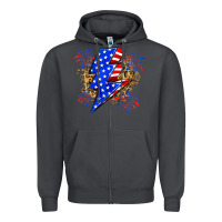 Smoke American lightning bolt Zipper Hoodie - Zillion Design Studio